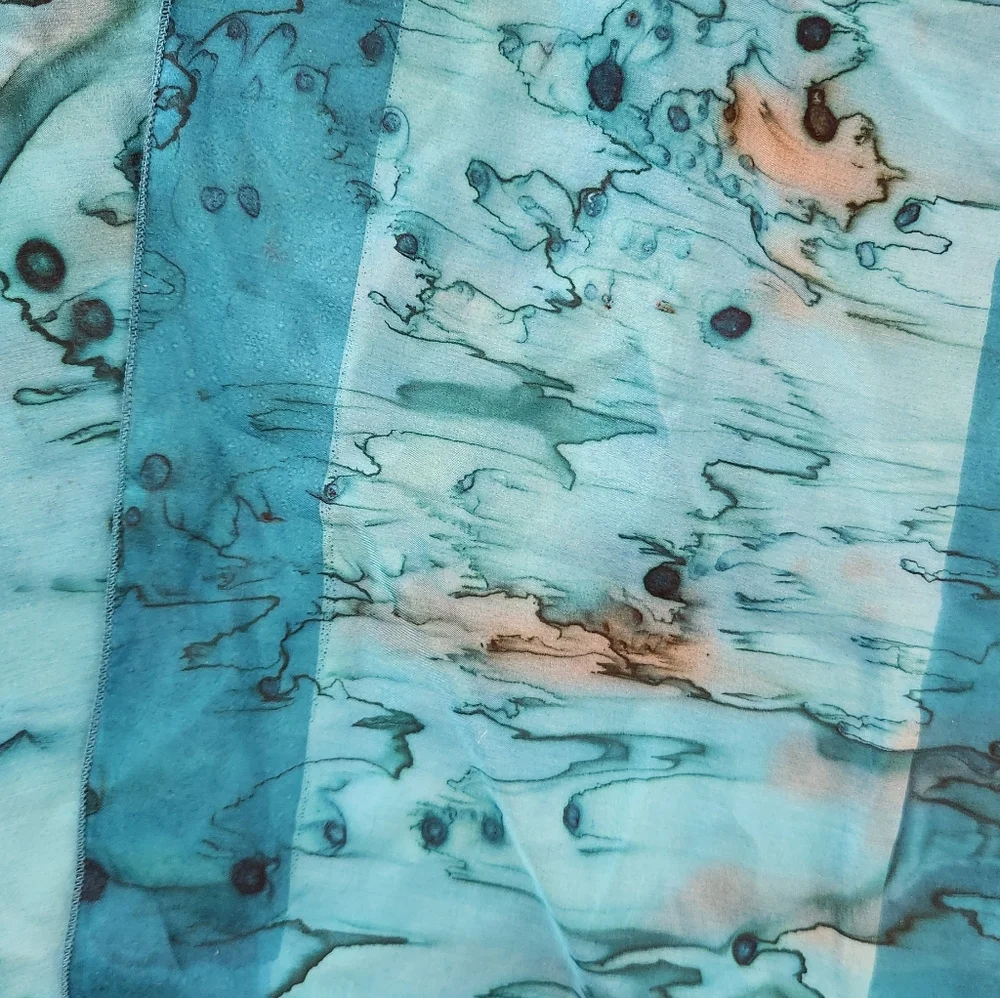 Silk Blue Floral Scarf - Picture 4 of 4